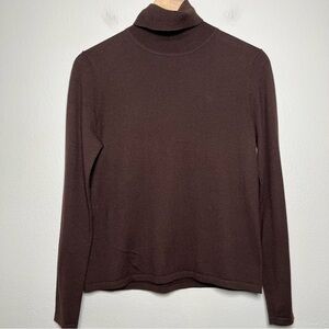 Lauren Ralph Lauren Women Merino Wool Sweater Medium Petite Brown Dark Academia